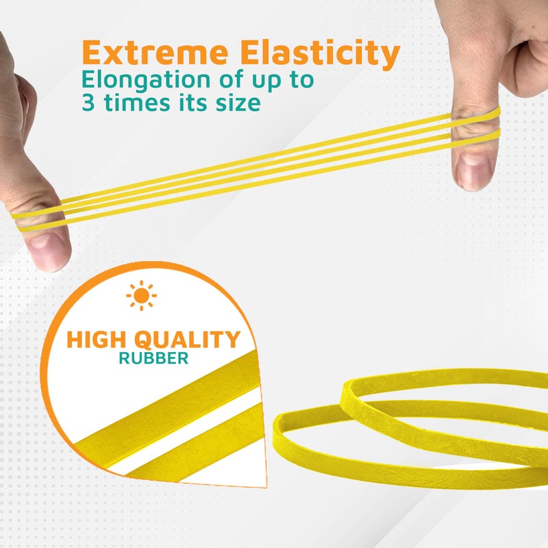 PlasticMill Plastic Mill Rubber Bands Thick Size #33 | Yellow Durable RubberBands 100 Count /pack | 3 1/2 x 1/8" Multi-Purpose Band | Elastics large Long Rubber for Office Supply, File Folders, box, Books, gifts, Notebook| - Image 3